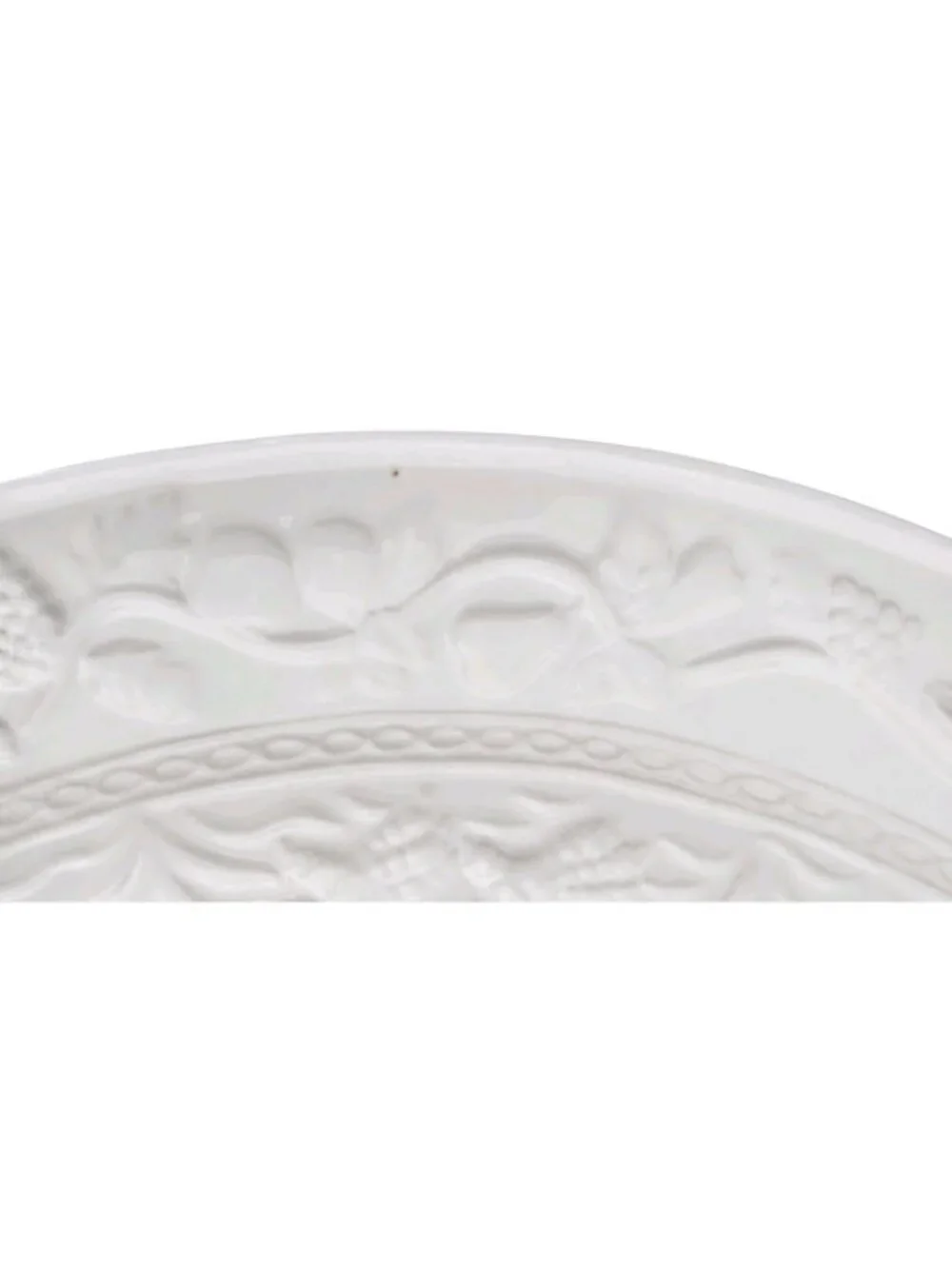 White Embossed Turkey Serving Platter Thanksgiving Harvest Ceramic Large w/ Box